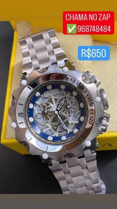 Relógio INVICTA VENOM HYBRID SKELETON PRATA FUNCIONAL