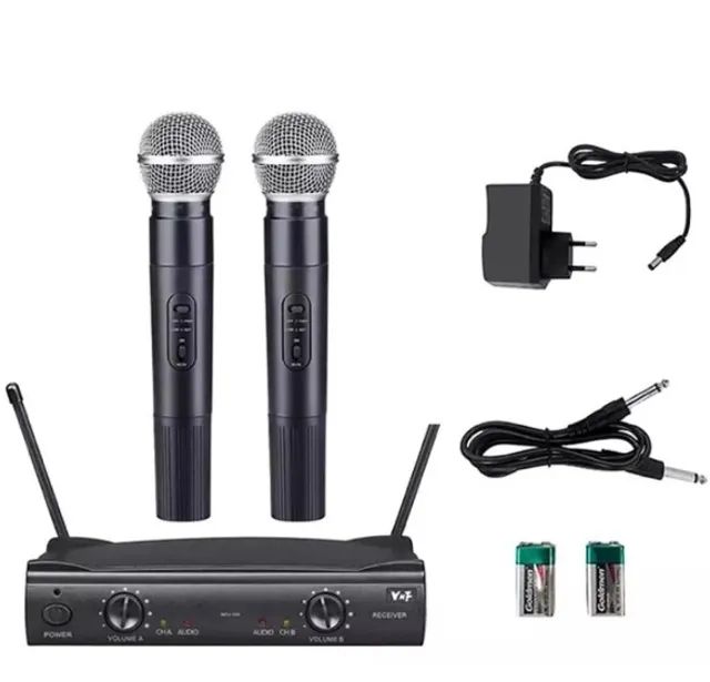 Microfone Duplo Sem Fio Wireless UHF 50M Profissio Karaoke Show Evento Igreja Palestra BYZ - Foto 5