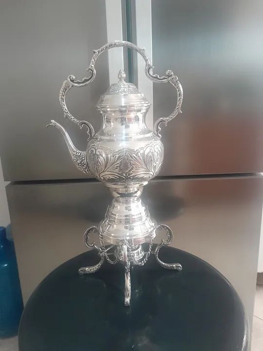 Samuvar banhado a  prata antigo nunca usado envio para todo o brasil - Foto 4