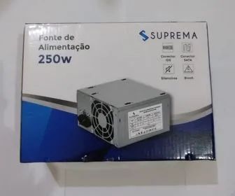 Fonte de Alimentação 250W silenciosa Bivolt conector SATA e IDE 