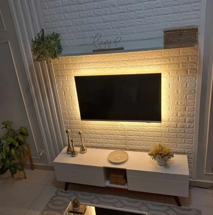 Placa adesiva modelo tijolinho branco 3d autocolante 70cm x 77cm 