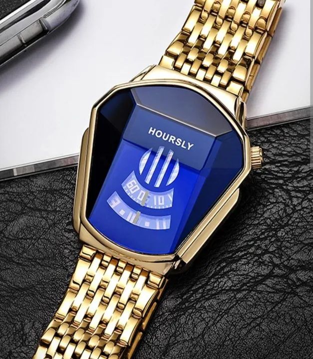 Relógio masculino Hoursly dourado com pulseira de brinde 