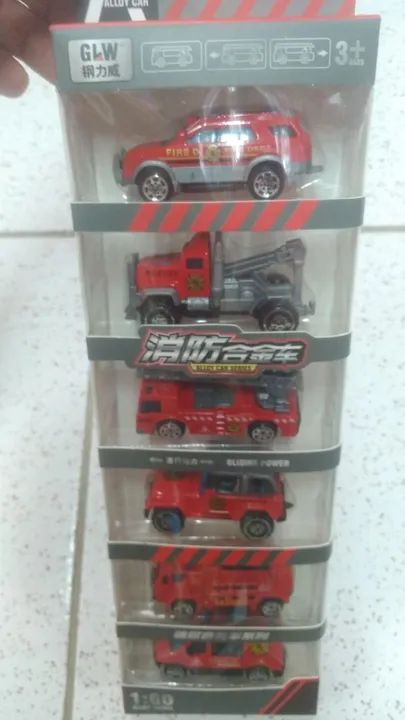 Conjunto de Carros de Bombeiros de Metal - 5 Peças - Foto 3