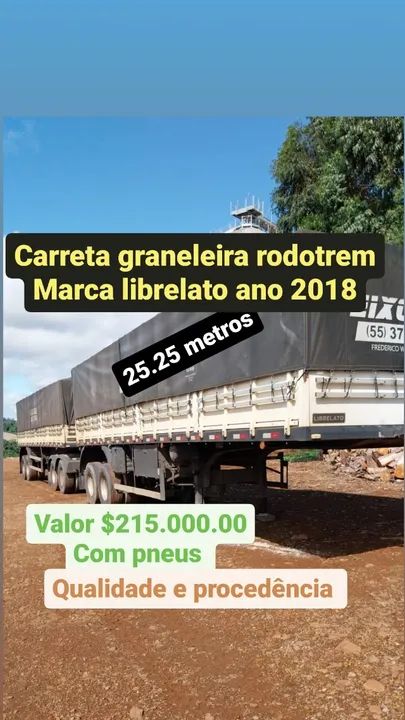 Carreta graneleira rodotrem librelato com pneus ano 2018