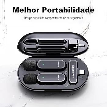 Microfone de Lapela H'maston Mk07 Lightning Duplo Lapela Sem Fio