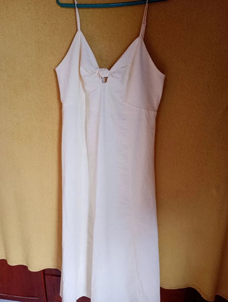 Vestido Longo amarelo com branco  com Laço - Foto 2