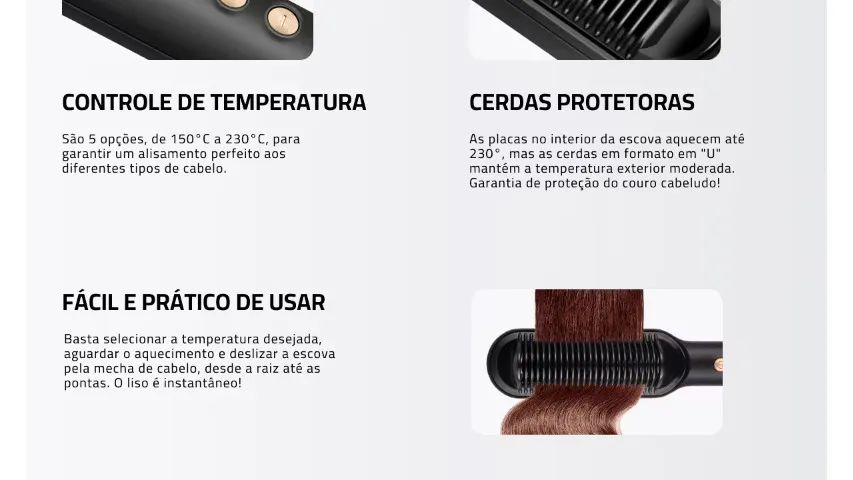 Escova Alisadora Mondial Black Gold Argan EA06 Cabo Giratório 230°C - Bivolt - Foto 4
