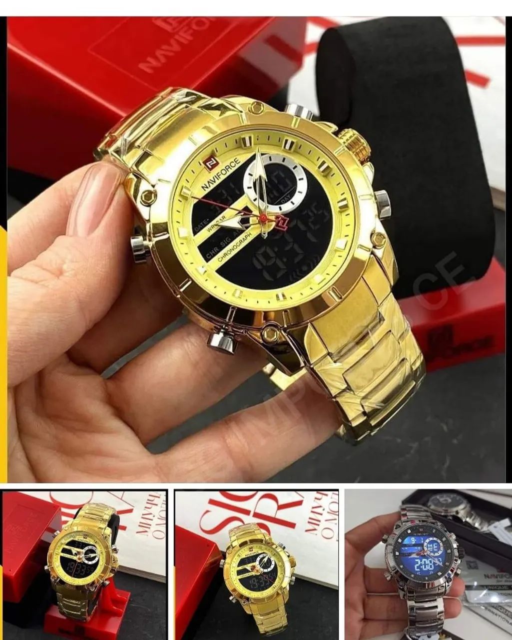 Relógio Masculino Naviforce Dourado Nf9163 Todo em aço - Foto 4