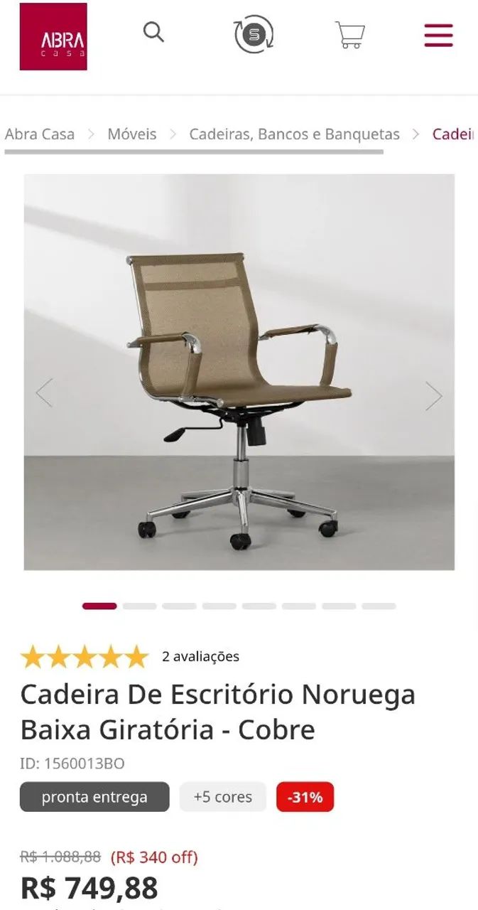 Cadeira de Escritório Ergonômica com Rodinhas - Foto 5
