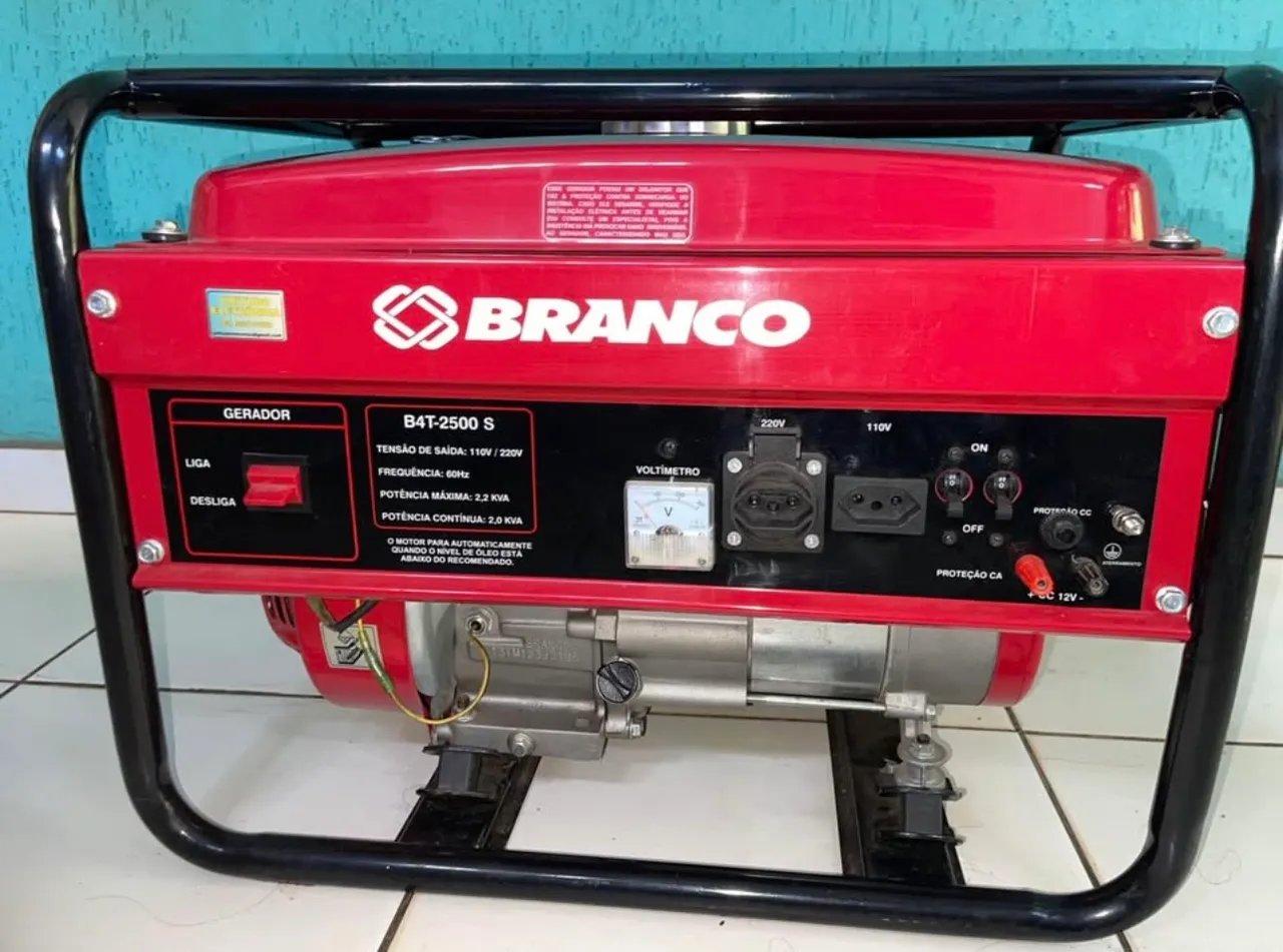 Gerador de energia à gasolina Branco 2.2 kva 2.500-s B4t Equivale 2.300 watts