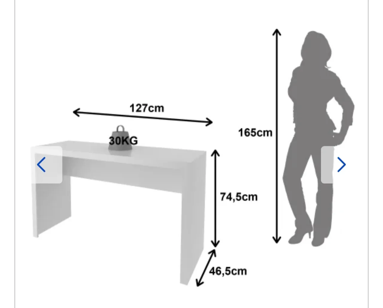 Escrivaninha Moderna Branca 127cm