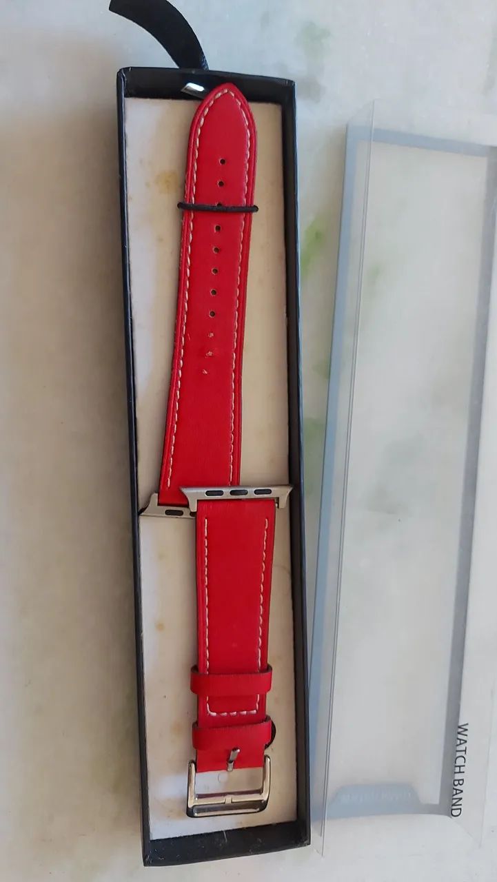 Pulseira de relógio Apple Watch 42mm Vermelha de Couro