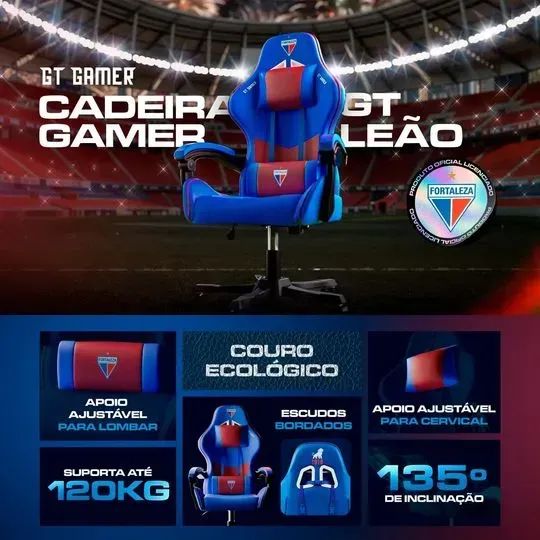 Cadeira Gamer GT Leão, Reclinável, Almofada Lombar/Cervical, Suporta Até 120Kg - WZeta - Foto 2