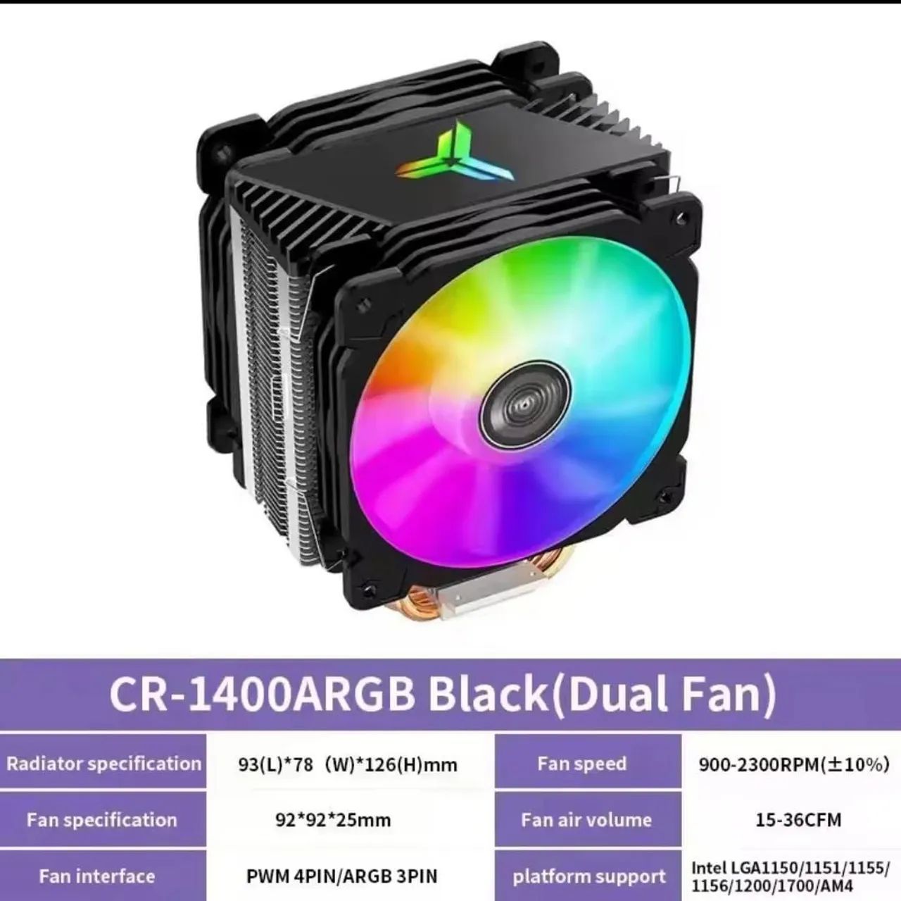 Aircooler Jonsbo CR-1400ARGB Black (Dual Fan)