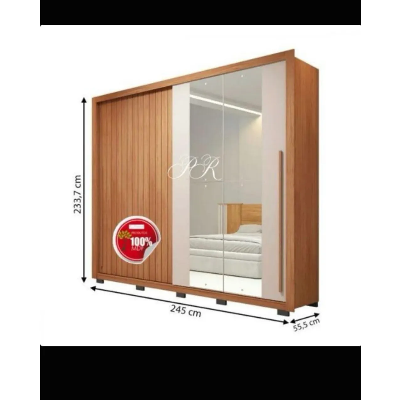Guarda-Roupa 2 Portas de Correr com Espelho- Menor preço que as casas bahia