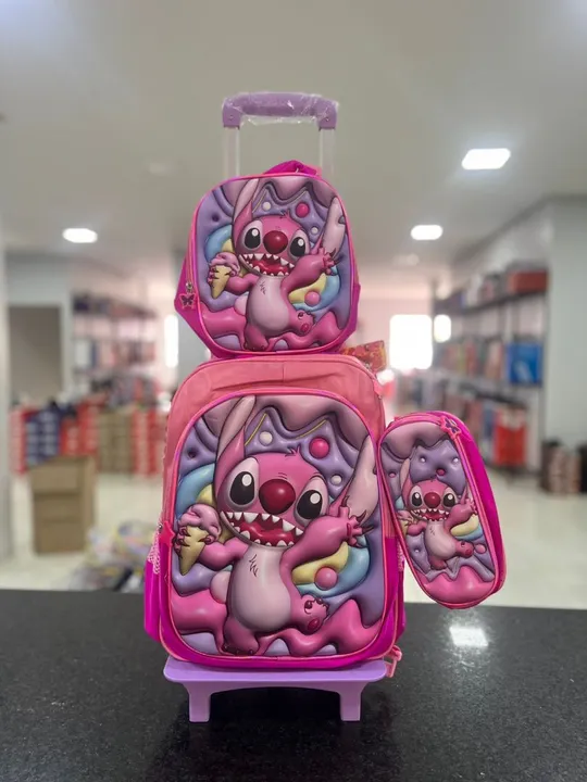 Conjunto de Mochila de Rodinhas Infantil Stitch