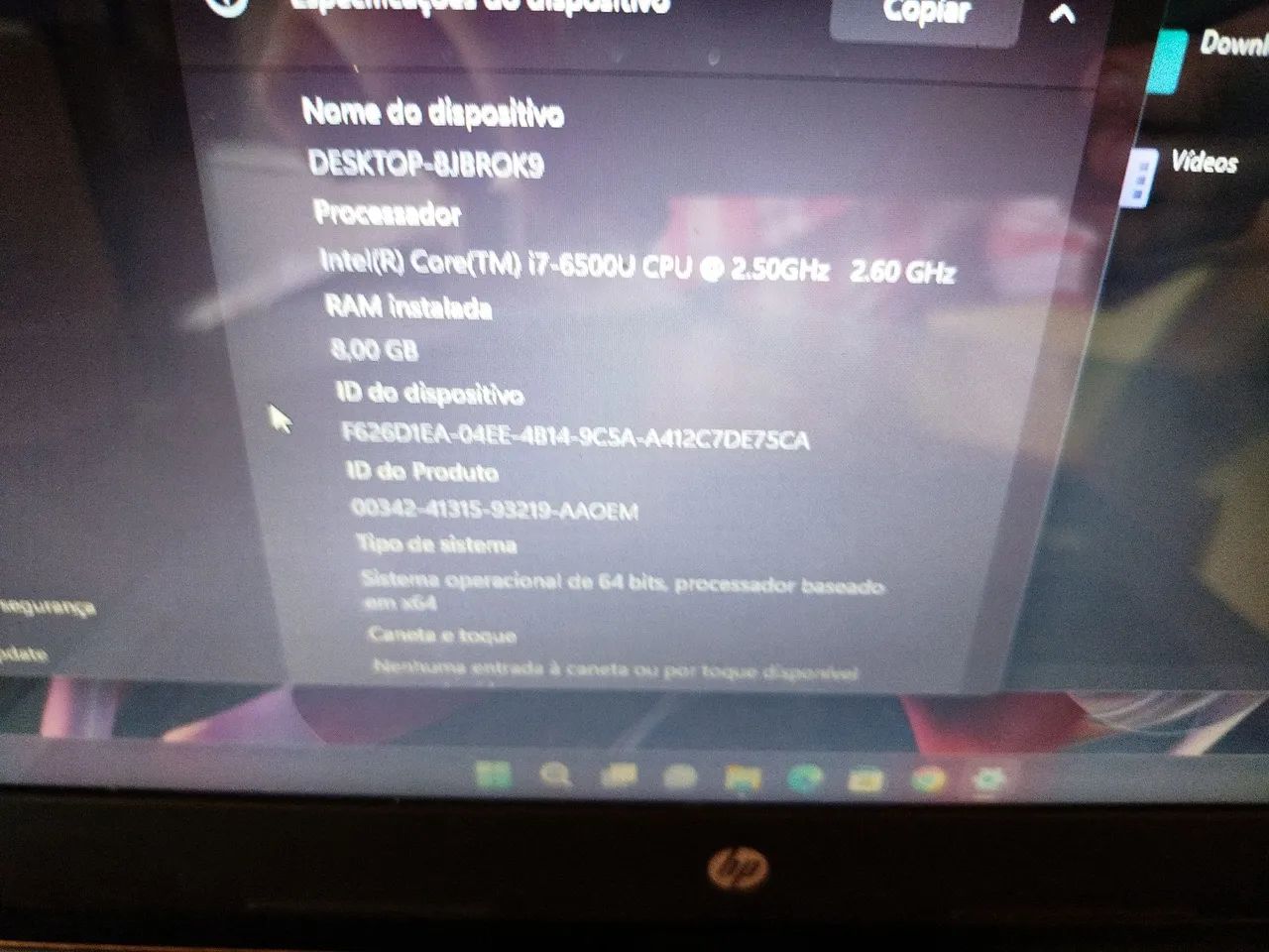 NOTEBOOK HP CORE i7 6° Geração/ 8GB RAM/ SSD 240GB/ Windows 11/ ENTREGO - Foto 5