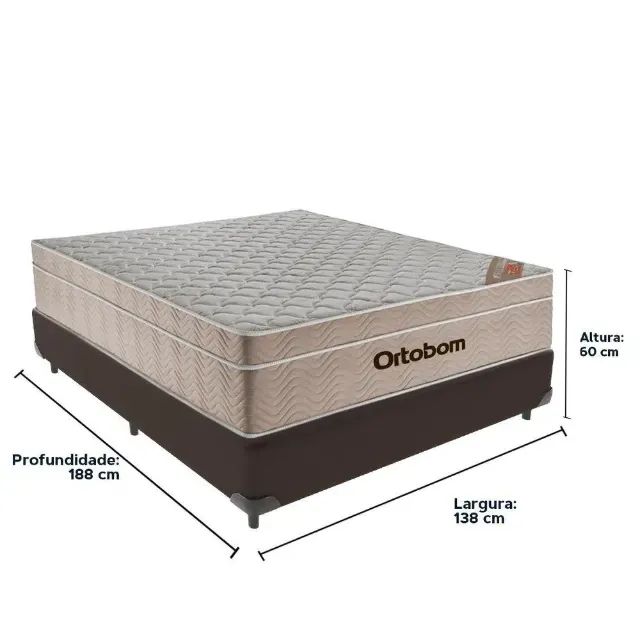 Cama Box de Casal e Colchão Ortobom (com cabeceira) - Foto 2