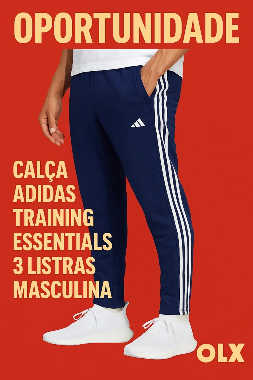 Calça Adidas Training Essentials 3 Listras - Masculina, Tamanho G