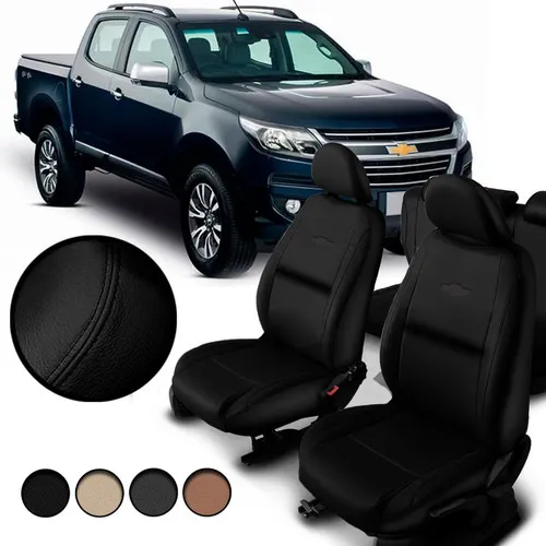 CAPA BANCO CURVIN COURO CHEVROLET S10 LTZ 12/22 BI PARTIDO PRETO