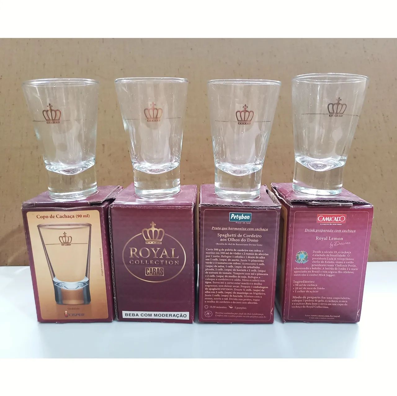 Copo de cachaça Cisper especial da Royal Collection Caras 90 ml. Novo. Preço por unidade.
