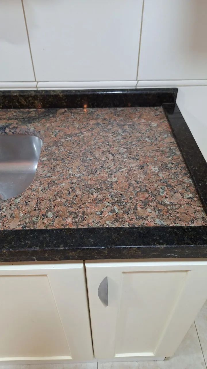 Tampo de Granito (1,66m X 60cm) com Cuba Inox Dupla (80cm x 38cm). Já removido, só levar - Foto 3