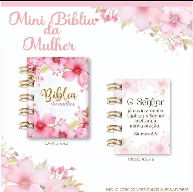Kit 5 Chaveiros Mini Bíblia com Versículos  