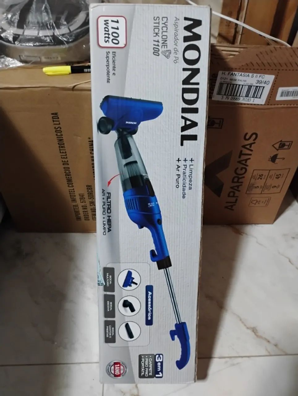 Aspirador de pó mondial azul 1100W na cx. 220 volts. - Foto 5