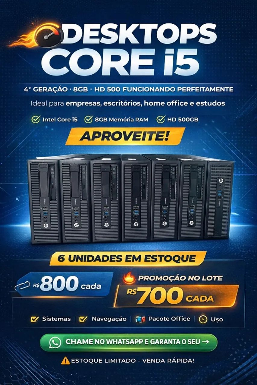 Desktop Hp Core i5 4° Geraçao + 8 gb + hd 500 