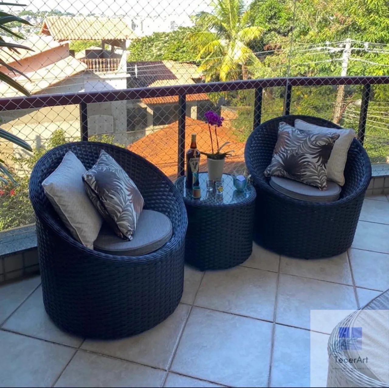 CONJUNTO POLTRONAS COM MESA DE CENTRO NOVO FIBRA SINTÉTICA - Foto 2