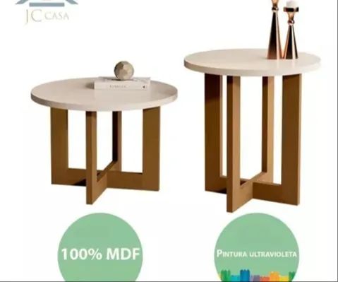 Conjunto De Mesas Pés Madeira Jb Centro 8001 E Lateral 8002 - ENTREGA EM 24H - Foto 4