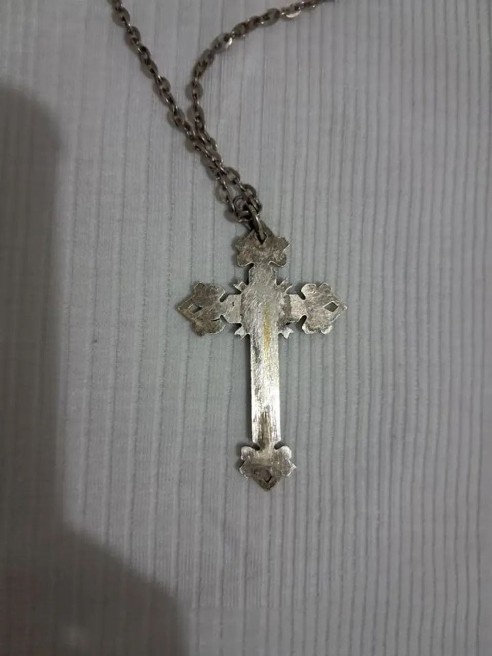 Antiga corrente banhada à prata com crucifixo - Foto 4