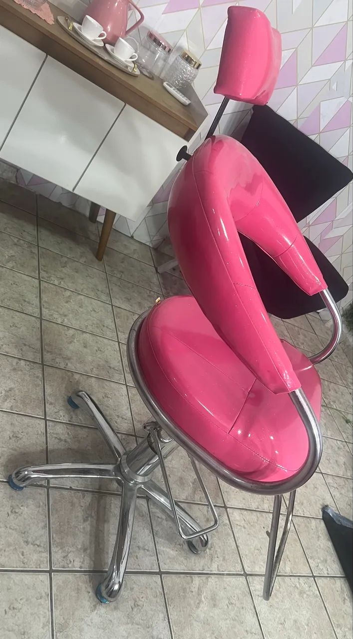 Cadeira de Salão de beleza Hidráulica Rosa com glitter  - Foto 4