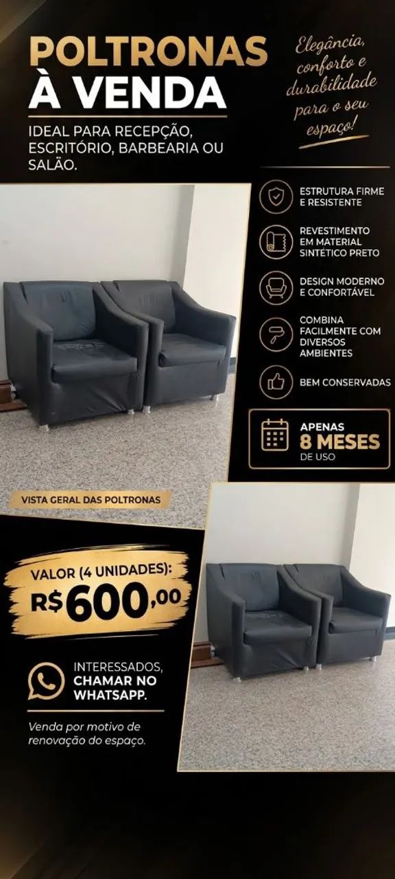 Vendo 4 poltronas 