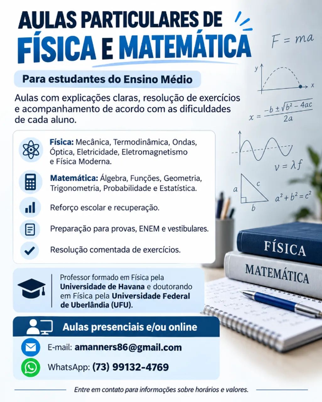 Aulas particulares de Física e Matemática