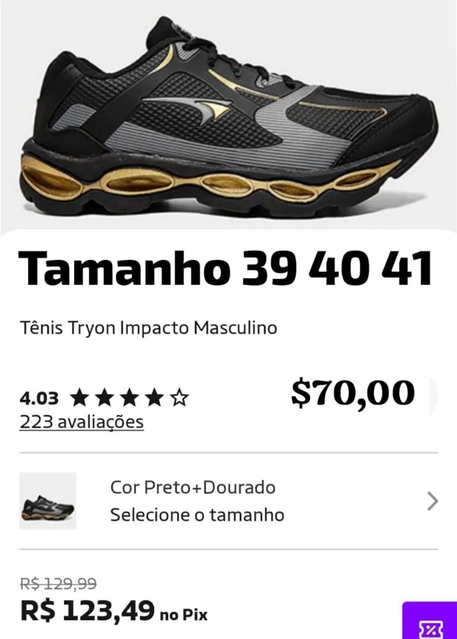 Tênis tryon impact tamanho  40  ou 41 