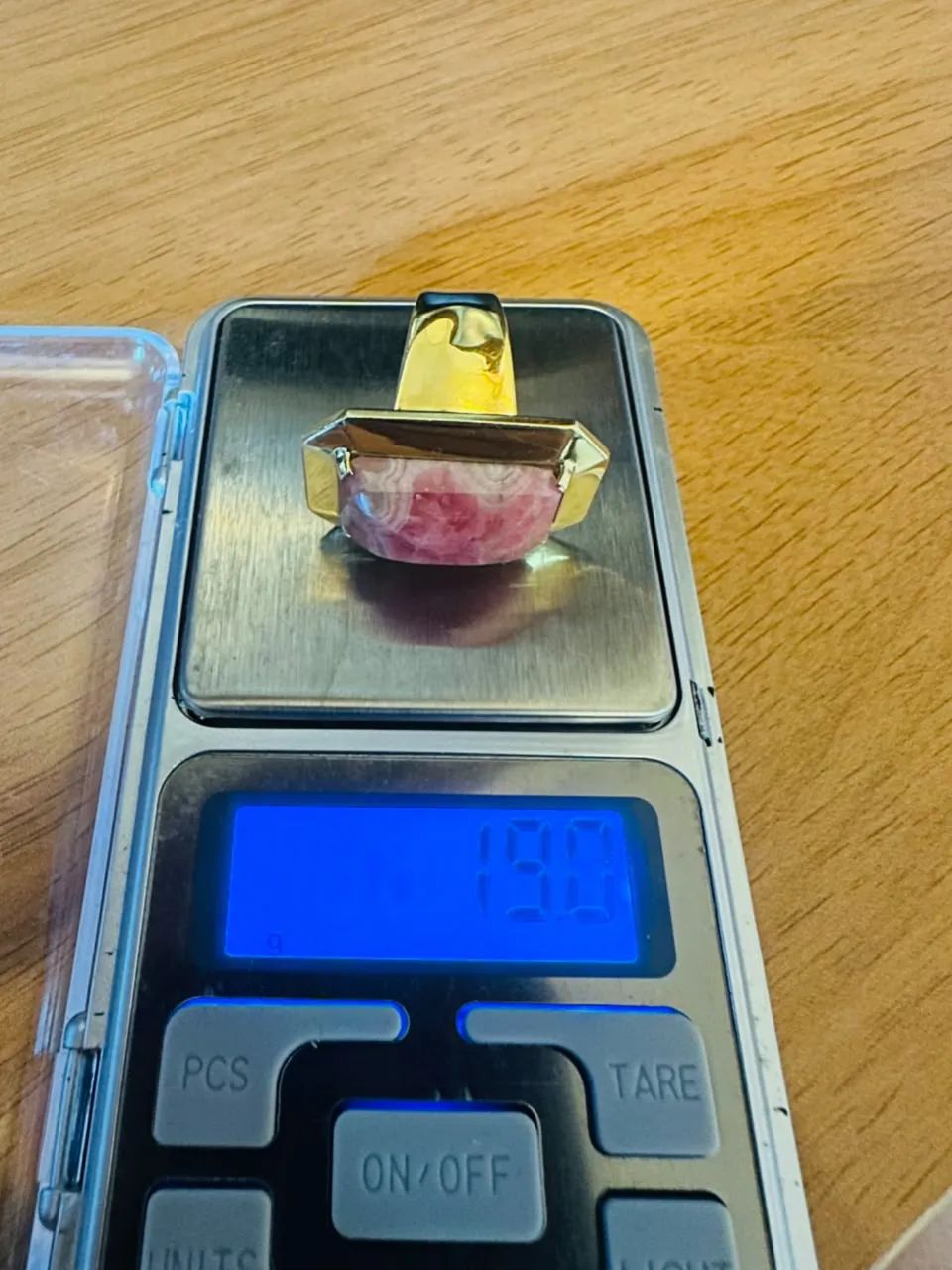 ANEL EM OURO 18K COM PEDRA ROSA NATURAL - 19,0 g - Foto 3