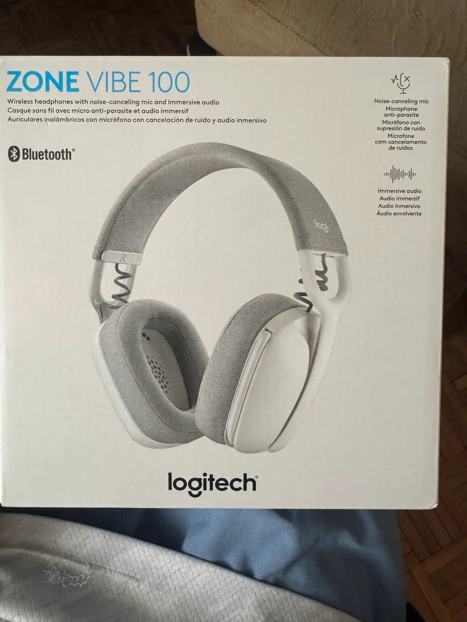 Headset Sem Fio Logitech Zone Vibe 100, Drivers 40 mm, USB, Bluetooth, PC, Mobile, Branco