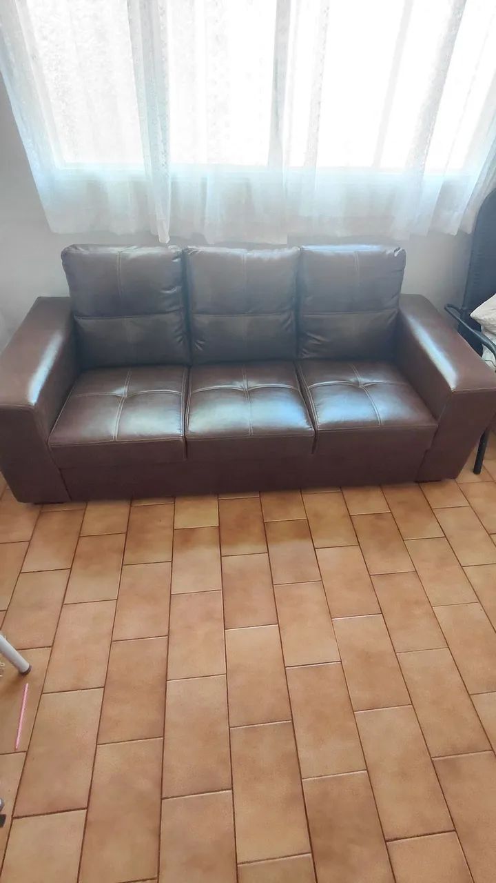 Sofá de couro marrom - Foto 3
