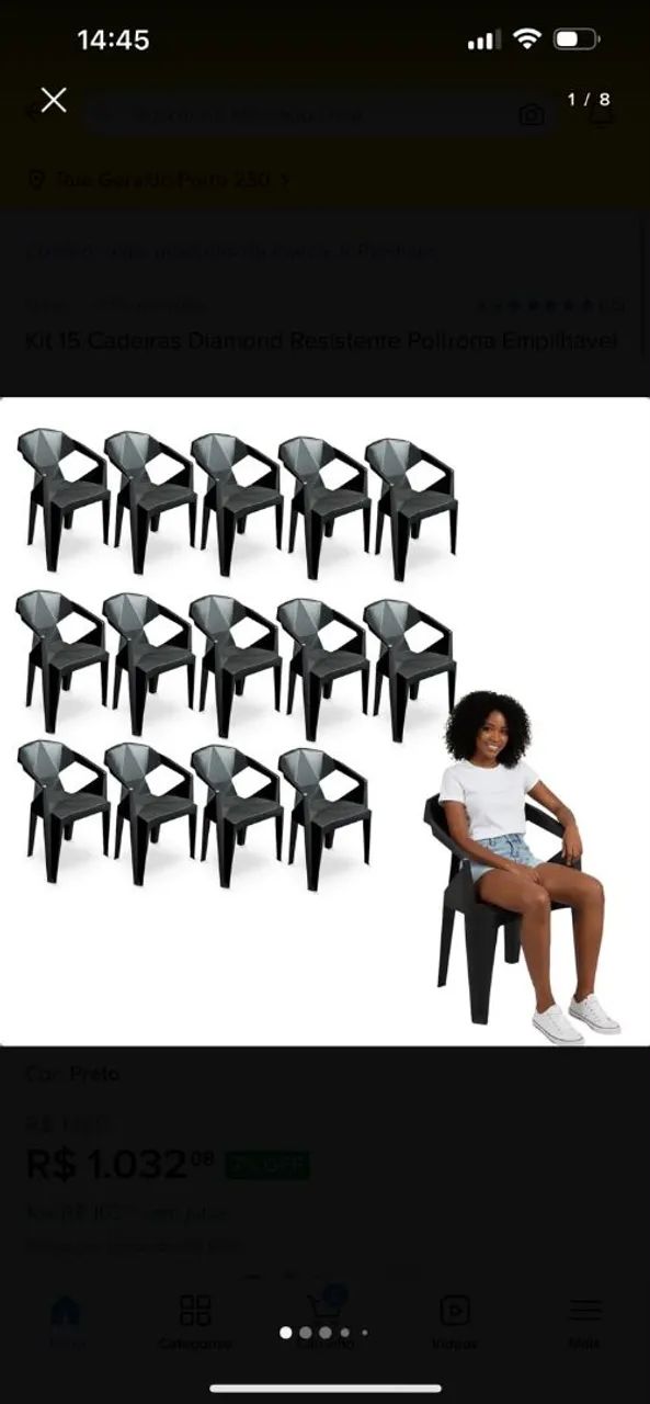 Mesas e cadeiras de plástico 