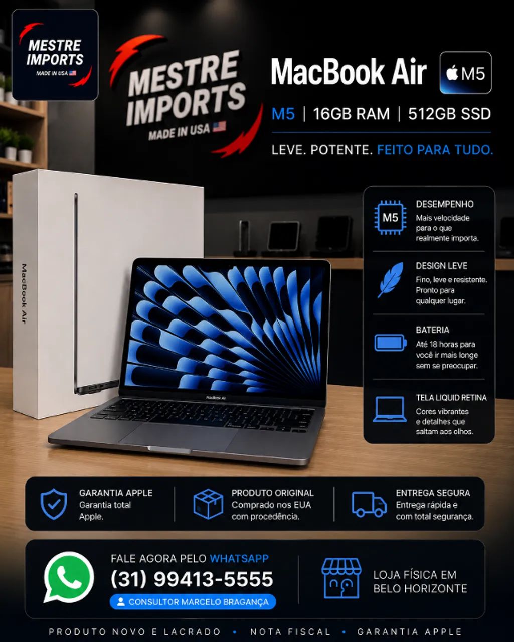 MacBook Air M5 13 polegadas 16GB  512ssd