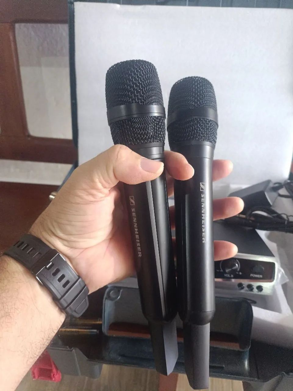 Kit de microfone SKM 9100 Sennheiser sem fio 2 bastões Profissional  - Foto 3