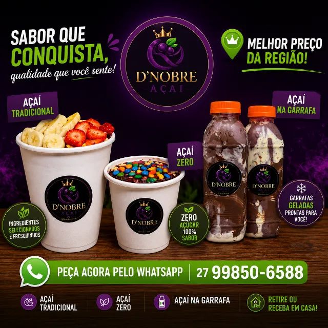 D'Nobre Açaí você encontra Açaí Tradicional