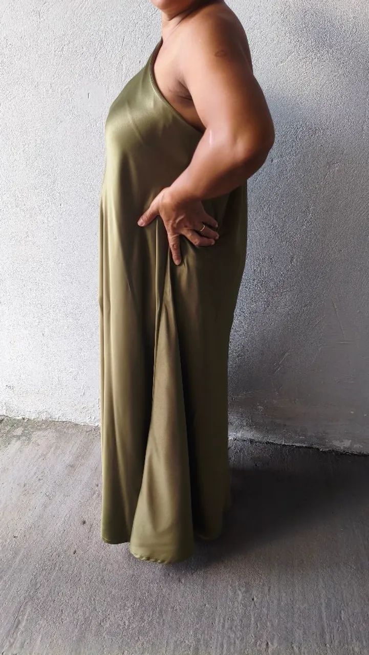 Vestido verde oliva - Veste do 44 ao 48 - Foto 3