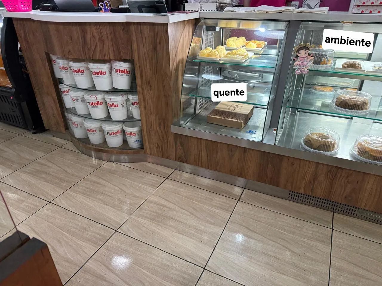 Conjunto de balcões quente, ambiente e refrigerado + balcão de serviço em inox 304 com pia - Foto 3