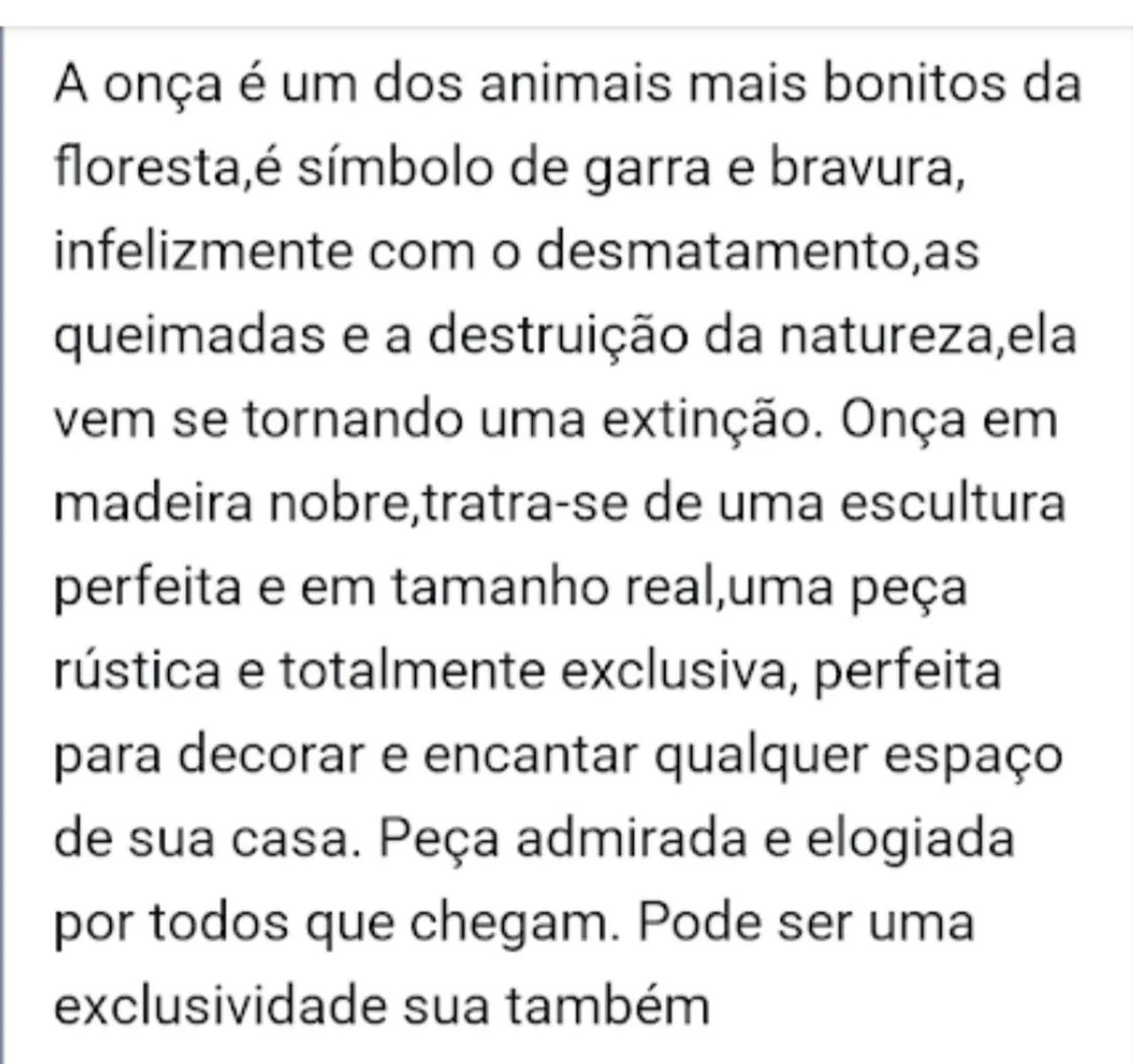 Onça Rústica Em Madeira Nobre.