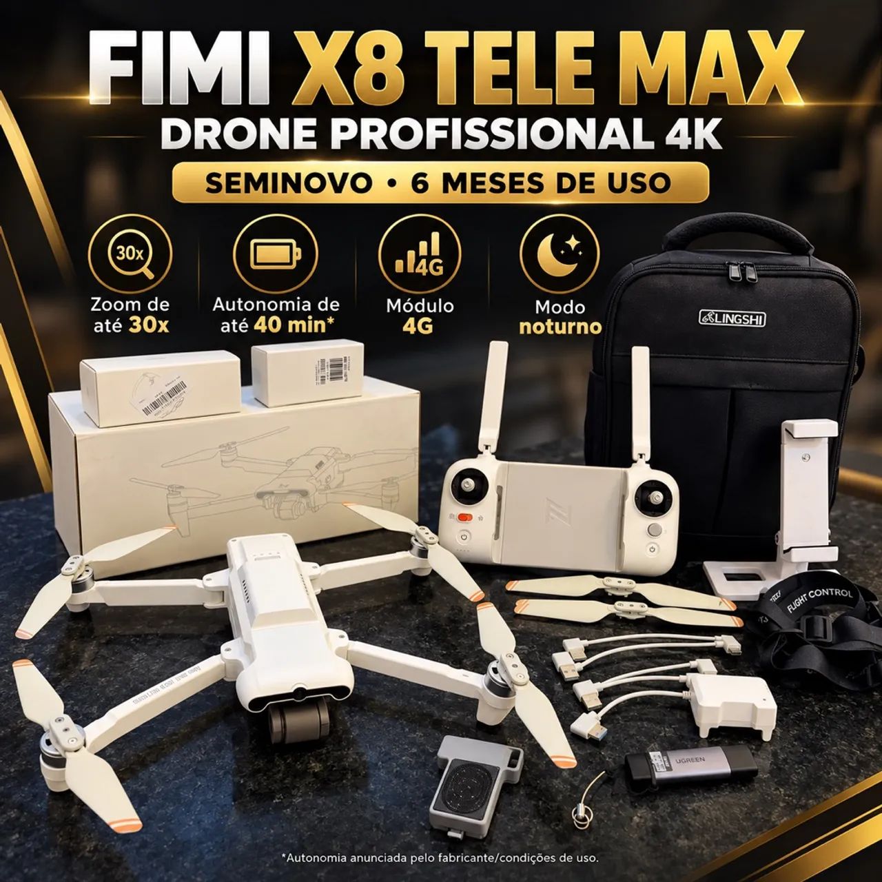Drone Fimi X8 TeleMax com dispenser de cargas, autofalante e módulo 4g - Foto 4