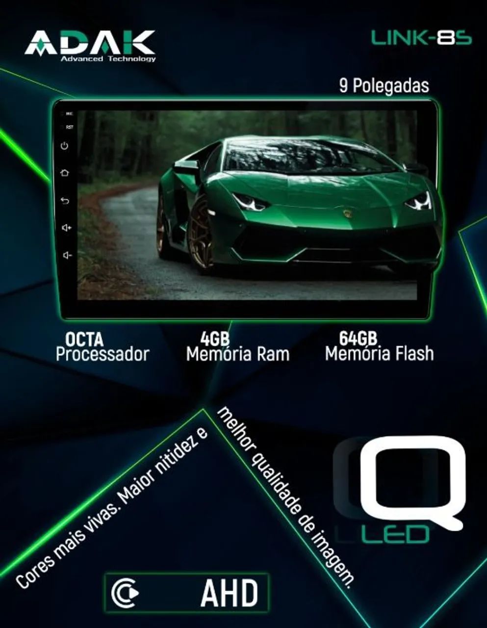 Multimídia 9" adak ilinks Android auto Apple car play 