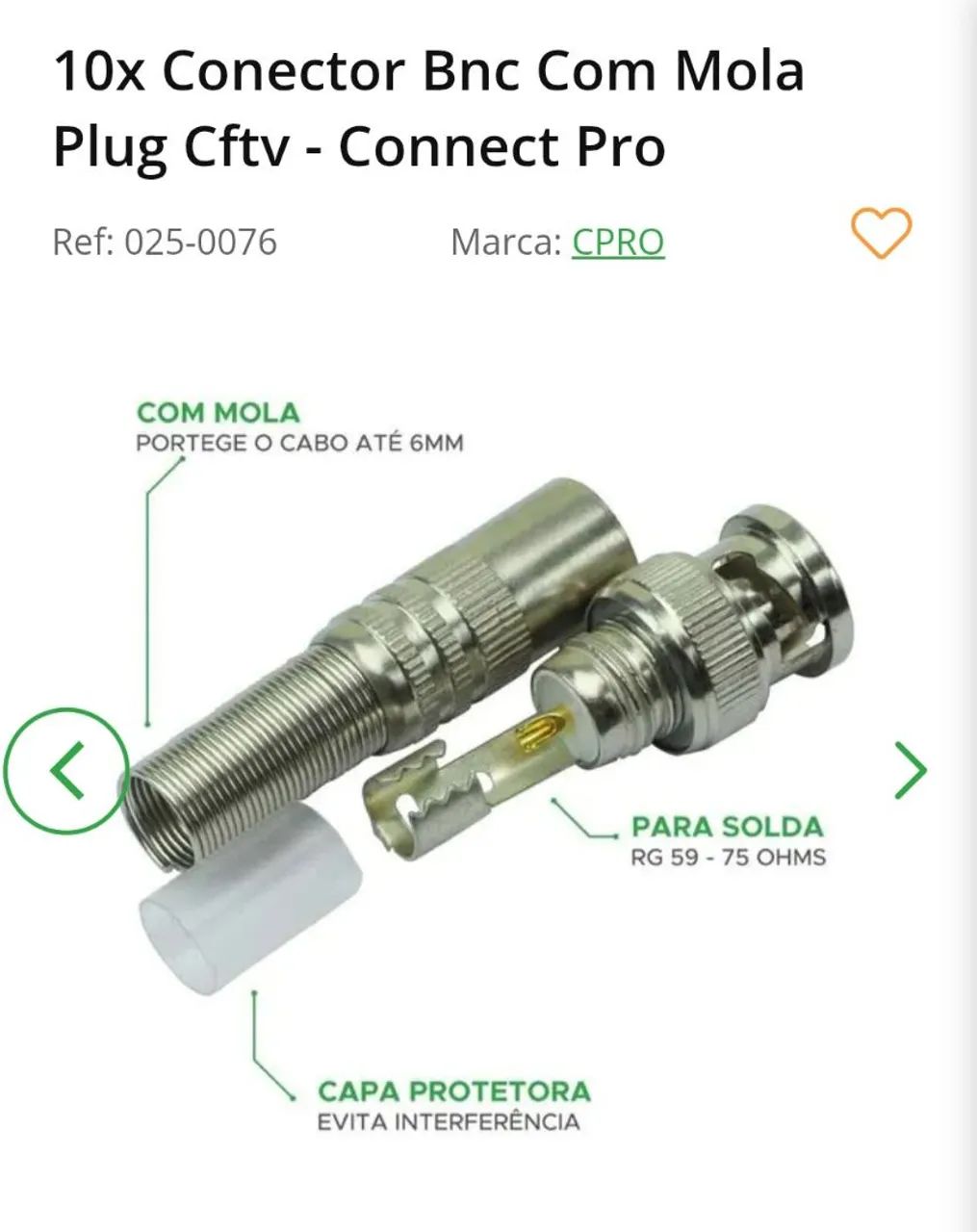 10 Conectores Bnc Com Mola Plug Cftv  - Foto 2