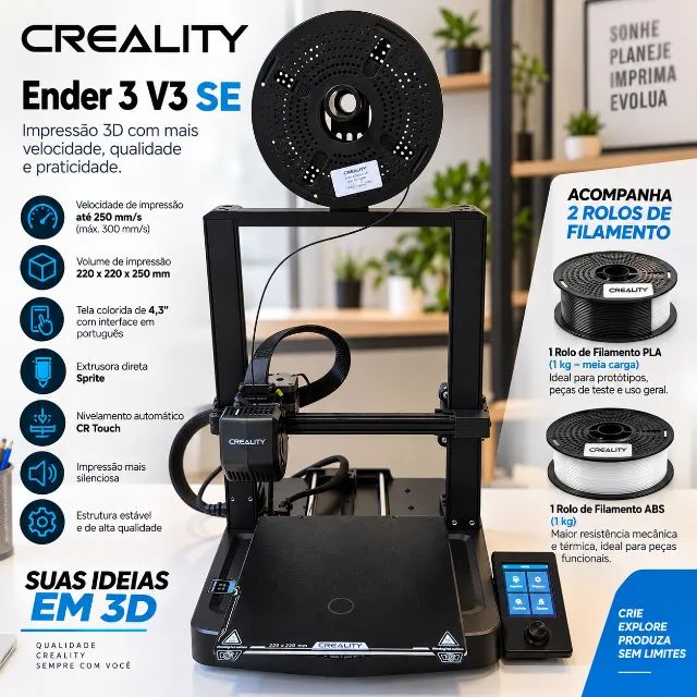 Impressora 3D Ender 3 V3 SE (Creality) + Brindes - Foto 4